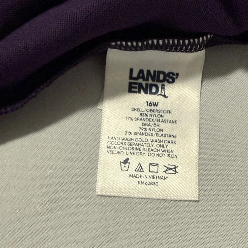 Lands' End Women's Plum High Neck Mesh Top Tankini Swim Top 16W NWT